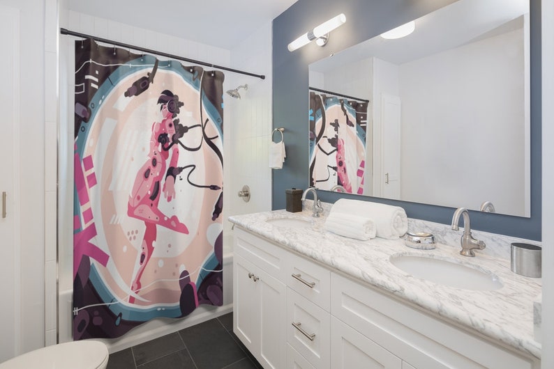 Shower Curtain Ghost In The Machine Robot Girl Japan Manga Anime - Image 2