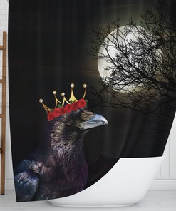 Shower Curtain, Gothic Crow, Raven And Moon