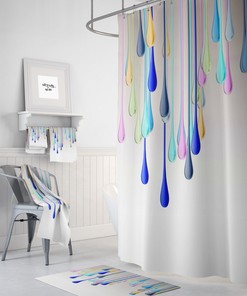 Shower Curtain, Gypsy Rain Drops, Boho Chic, Optional Bath Mat and Bath Towels