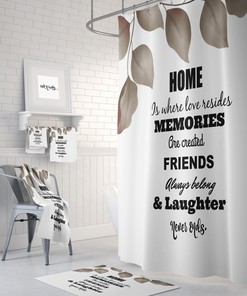 Shower Curtain, Home is Where, Optional Bath Mat, Towels