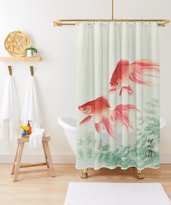 Shower Curtain Japanese Art, Fishes Bathroom Curtain, Japanese Decor, Koi Fish Print, Zen Bathroom Decor, Unique Gift