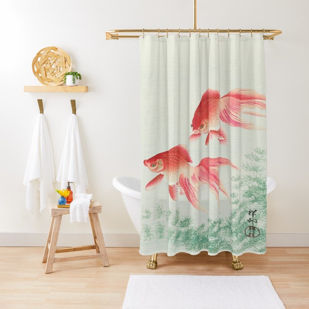 Shower Curtain Japanese Art, Fishes Bathroom Curtain, Japanese Decor, Koi Fish Print, Zen Bathroom Decor, Unique Gift