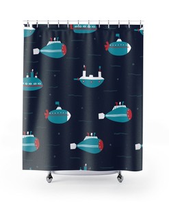 Shower Curtain Kids Nautical Submarine Theme Ocean