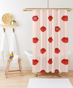 Shower Curtain Lips, Boho Decorative Lips, Abstract Pattern, Trendy Curtain, Eco-Friendly Waterproof, Modern Decor,