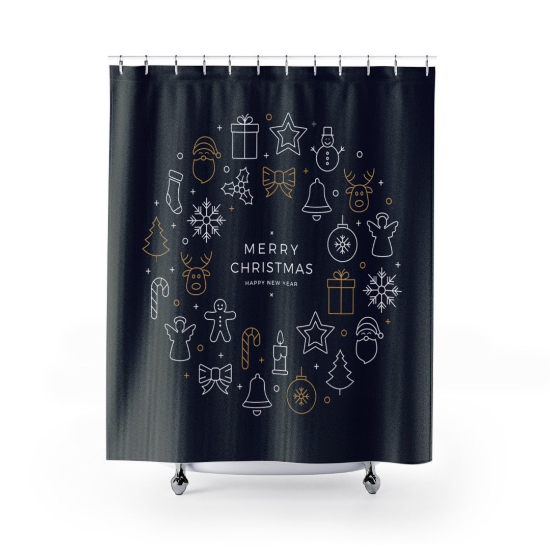 Shower Curtain Merry Christmas And Happy New Year Holiday