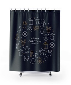 Shower Curtain Merry Christmas And Happy New Year Holiday
