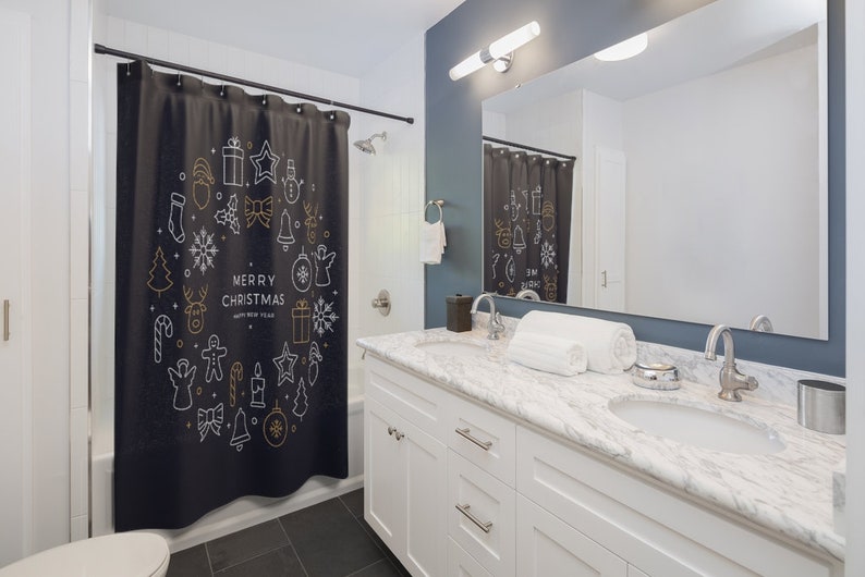 Shower Curtain Merry Christmas And Happy New Year Holiday - Image 2