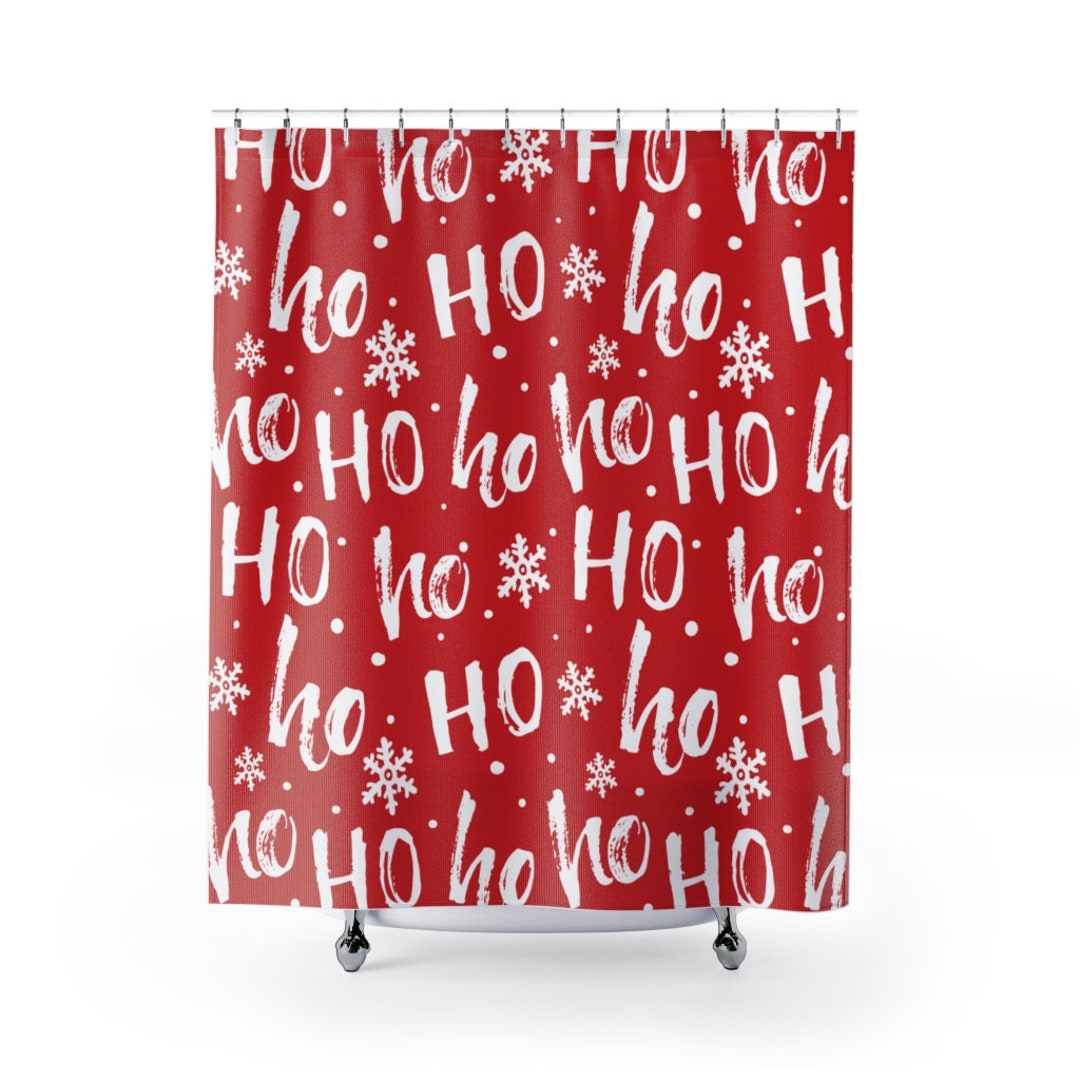 Shower Curtain Merry Christmas Holiday Ho Ho