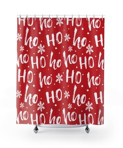 Shower Curtain Merry Christmas Holiday Ho Ho