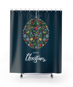 Shower Curtain Merry Christmas Ornament Holiday