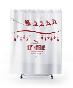 Shower Curtain Merry Christmas Santa Happy New Year