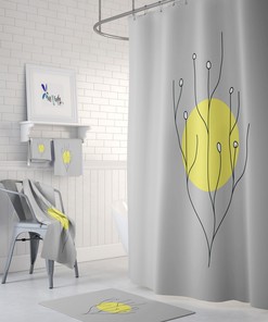 Shower Curtain Mid Century Modern Sun for Bathroom Decor, Home Decor