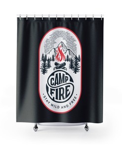 Shower Curtain Nature Rv Camper Trailer Camping Cabin