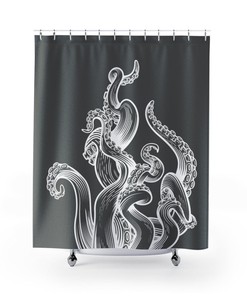 Shower Curtain Octopus Tentacle Monster - Dark Gray