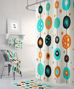Shower Curtain, Optional Bathroom Decor Mid Century Modern Theme