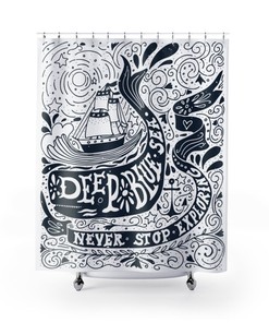 Shower Curtain Pirate, Anchor, Ship, Sea, Ocean