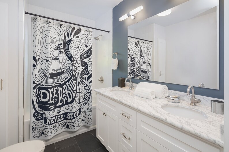 Shower Curtain Pirate, Anchor, Ship, Sea, Ocean - Image 2