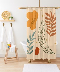 Shower Curtain Plant Leaves , Bathroom Art, Houseplant Decor, Botanical Gift, Cool Shower Curtain Set
