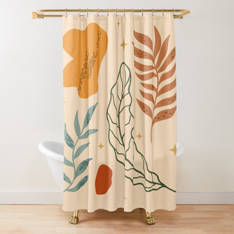Shower Curtain Plant Leaves , Bathroom Art, Houseplant Decor, Botanical Gift, Cool Shower Curtain Set - Image 2