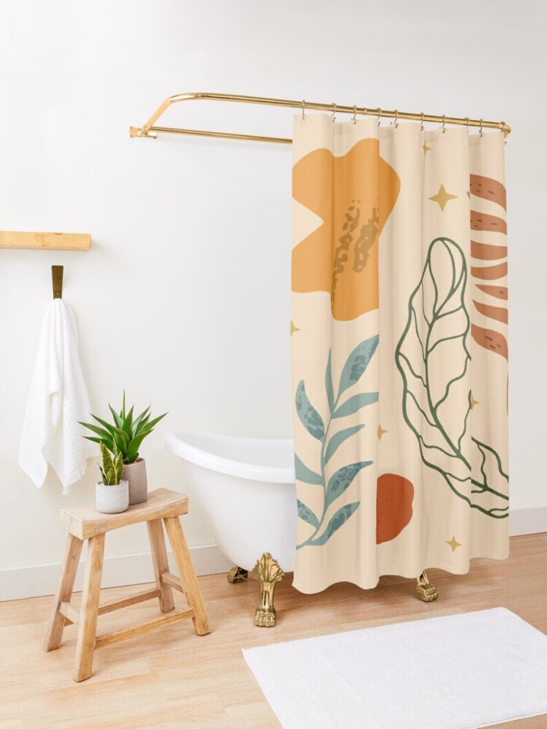 Shower Curtain Plant Leaves , Bathroom Art, Houseplant Decor, Botanical Gift, Cool Shower Curtain Set - Image 3