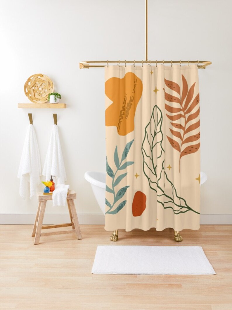 Shower Curtain Plant Leaves , Bathroom Art, Houseplant Decor, Botanical Gift, Cool Shower Curtain Set - Image 4