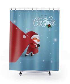 Shower Curtain Santa Claus Merry Christmas