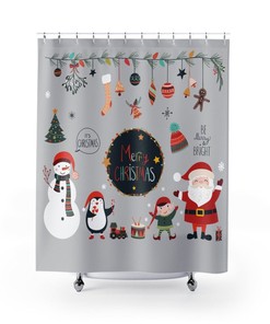 Shower Curtain Santa Claus Merry Christmas Holiday For Bathroom