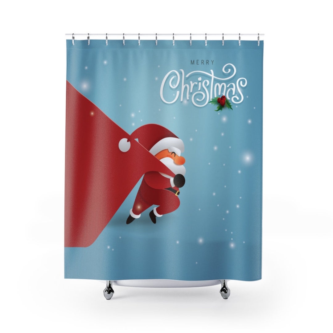 Shower Curtain Santa Claus Merry Christmas House Warming Gift