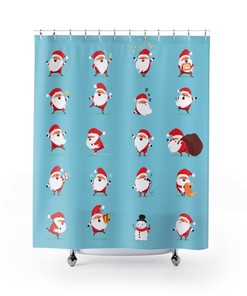 Shower Curtain Santa Merry Christmas Holiday