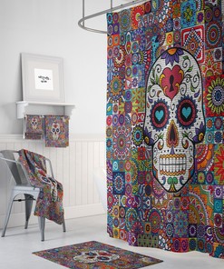 Shower Curtain Sugar Skull Curtain for Bathroom Decor, Home Decor