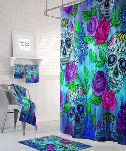 Shower Curtain, Sugar Skull Shower Curtain, Color Crazy Shower Curtains, Bath Towels, Hand Towels Bath Mat, Extra Large Bath Mats