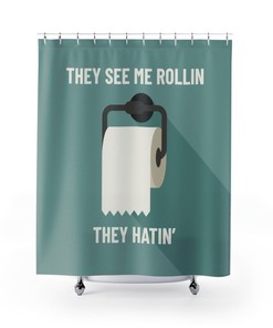 Shower Curtain Toilet Paper Adult Humor for Bathroom Decor, Home Decor