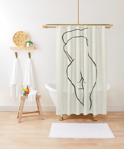 Shower Curtain Vintage Nude Illustration Naked Woman Waterproof Bath Curtain Vintage Women Design High-Quality Material