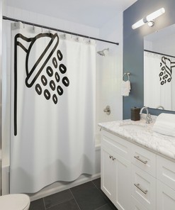 Shower Head Shower Curtain, Black And White Bath Curtain, Funny Bathroom Decor Housewarming Gift