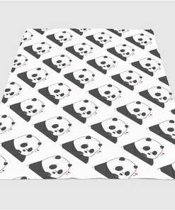 Shy Pattern Panda Sherpa Fleece Blanket Gifts for Family, for Couple