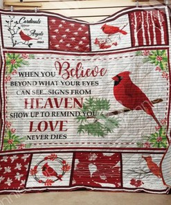 Signs From Heaven Show Remind Cardinal Bird Quilt Blanket Bedding Set
