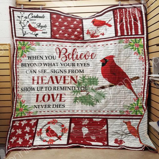 Signs From Heaven Show Remind Cardinal Bird Quilt Blanket Bedding Set