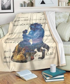 Silhouette Lyric Beauty and The Beast Sherpa Fleece Blanket Gifts for Family, for Couple