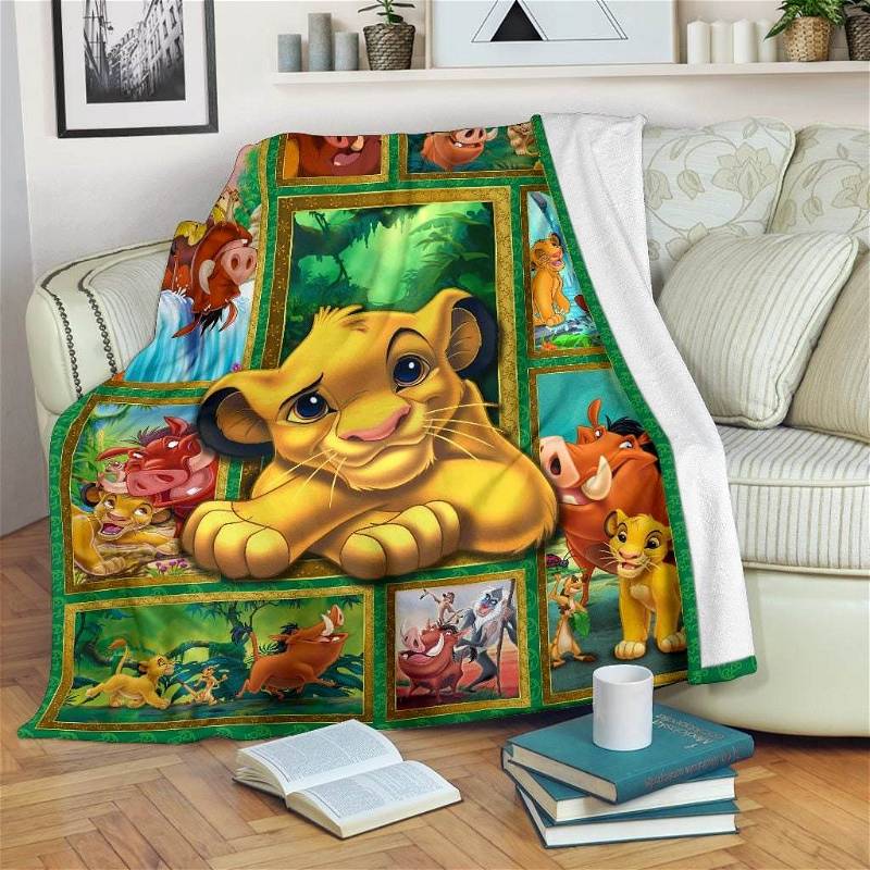 Simba Lion King Disney Inspired Bedroom Livingroom Office Home Decoration Sherpa Blanket Fleece Blanket Funny Gifts