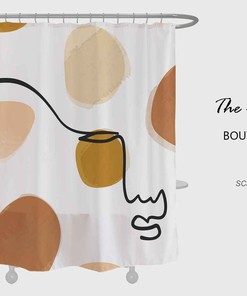 Simple Line Shower Curtain, Designer Print Shower Curtain, Abstract Bathroom Set