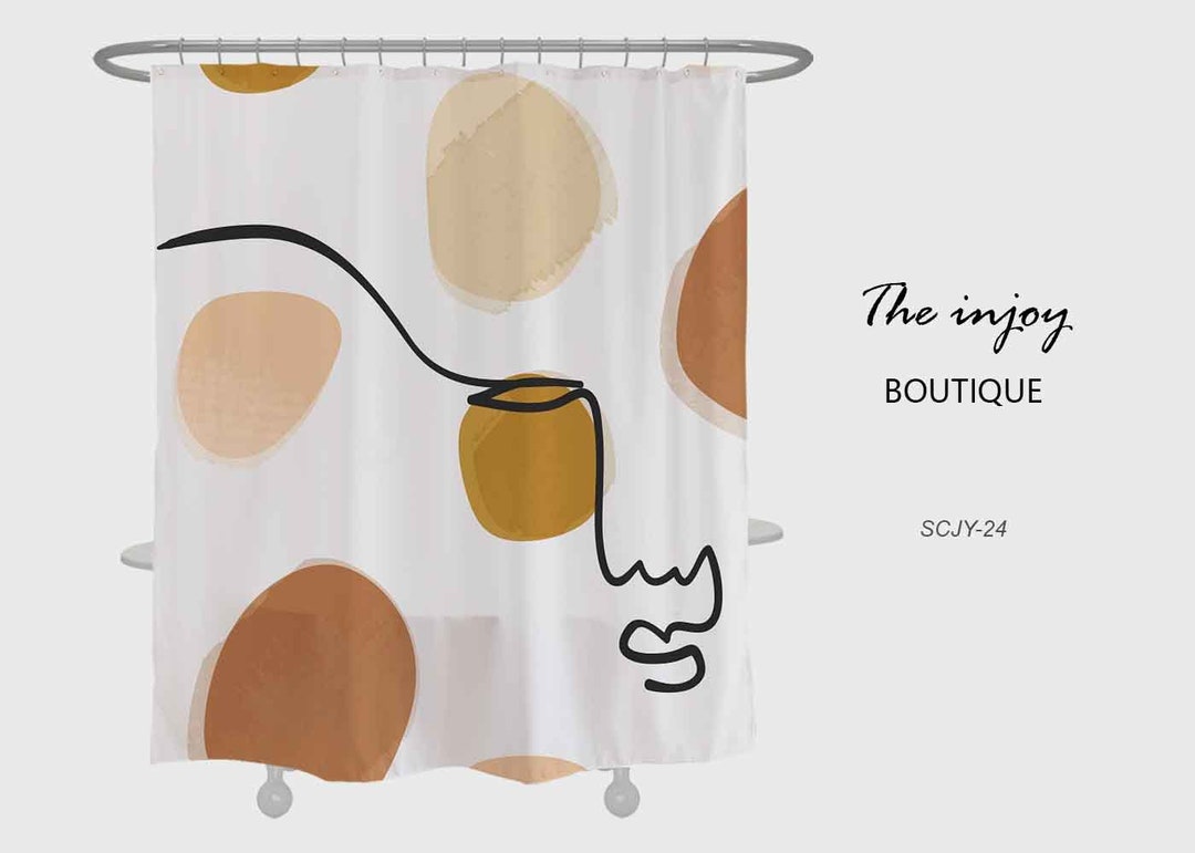 Simple Line Shower Curtain, Designer Print Shower Curtain, Abstract Bathroom Set