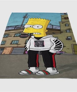 Simpson Background Sherpa Fleece Blanket Gifts for Family, for Couple