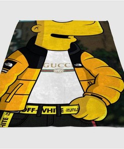 Simpsons Cartoon Sherpa Fleece Blanket Gifts for Family, for Couple