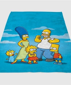 Simpsons Family Sherpa Fleece Blanket Gifts for Family, for Couple