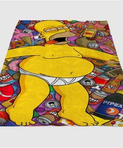 Simpsons Sherpa Fleece Blanket Gifts for Family, for Couple