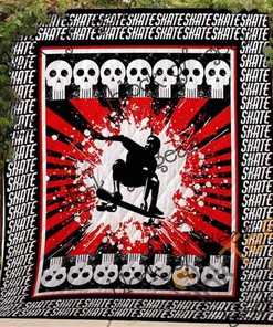 Skate Hard Or Go Home Quilt Blanket Bedding Set