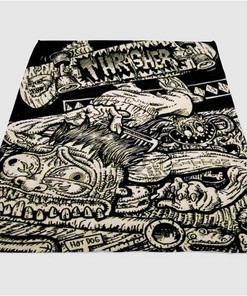 Skateboard Thrasher Sherpa Fleece Blanket Gifts for Family, for Couple
