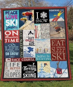Skiing Life Is Better On Snow Quilt Blanket Bedding Set Great Customized Blanket Gifts For Birthday Christmas Thanksgiving