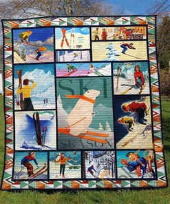 Skiing Quilt Blanket Bedding Set With Pilliwcase Option