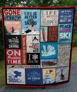 Skiing Quilt Blanket Bedding Sets for Home Décor